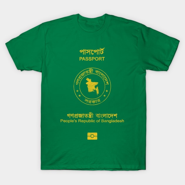 Bangladesh / Vintage Look Passport Design T-Shirt by DankFutura